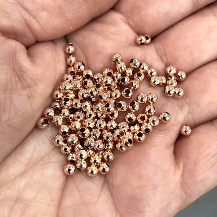 Earrings Peppy Beads 3mm Rose Gold Spacer Balls 3mm Rose Gold Spacer Beads 100 Pieces in a pack