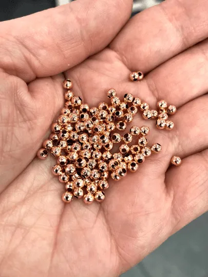 Earrings Peppy Beads 3mm Rose Gold Spacer Balls 3mm Rose Gold Spacer Beads 100 Pieces in a pack Earrings Peppy Beads 3mm Rose Gold Spacer Balls 3mm Rose Gold Spacer Beads 100 Pieces in a pack
