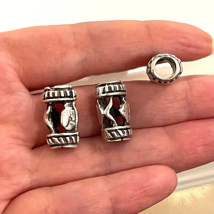 Earrings Peppy Beads Antique Silver Plated Large Hole Tube Spacer Charms 3 pcs in a pack Earrings Peppy Beads Antique Silver Plated Large Hole Tube Spacer Charms 3 pcs in a pack