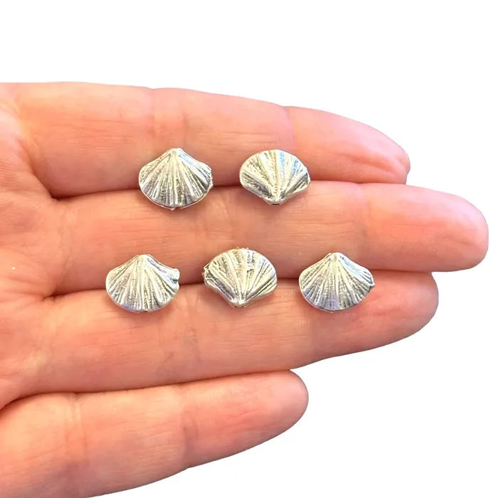 Earrings Peppy Beads Antique Silver Plated Oyster Charms 5 pcs in a pack