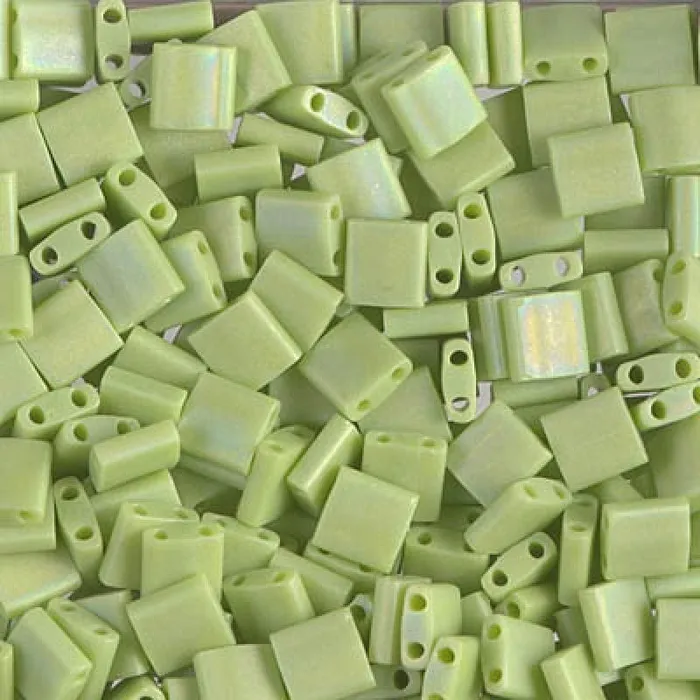 Earrings Peppy Beads Miyuki Tila Beads TL0416FR Opaque Chartreuse Matted AB