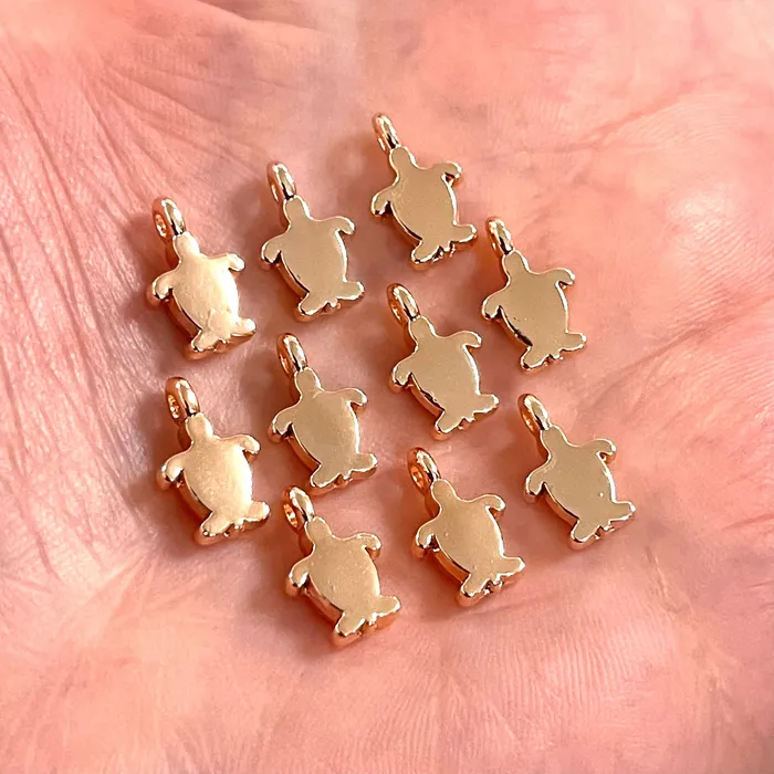 Earrings Peppy Beads Rose Gold Plated Turtle Charms 10 pcs in a pack