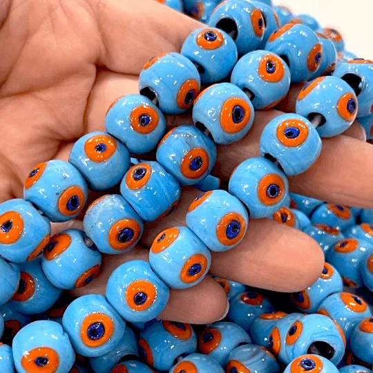 Earrings Peppy Beads Traditional Turkish Artisan Handmade Glass Beads Large Hole Glass Beads 10 Beads in a pack Earrings Peppy Beads Traditional Turkish Artisan Handmade Glass Beads Large Hole Glass Beads 10 Beads in a pack