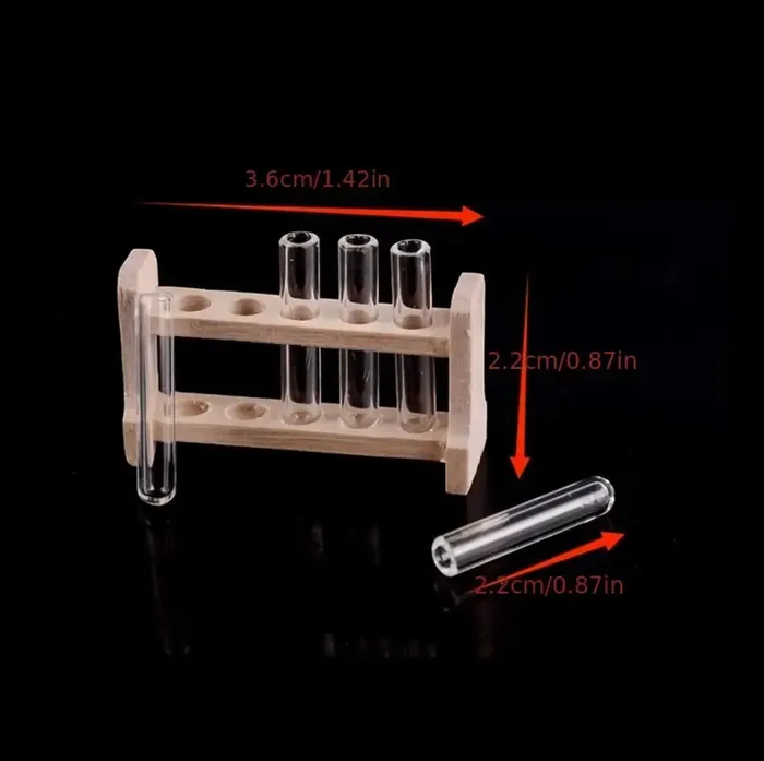 Earrings Portraits by NC 112 Dollhouse Mini Glass Test Tube in a Wooden Stand