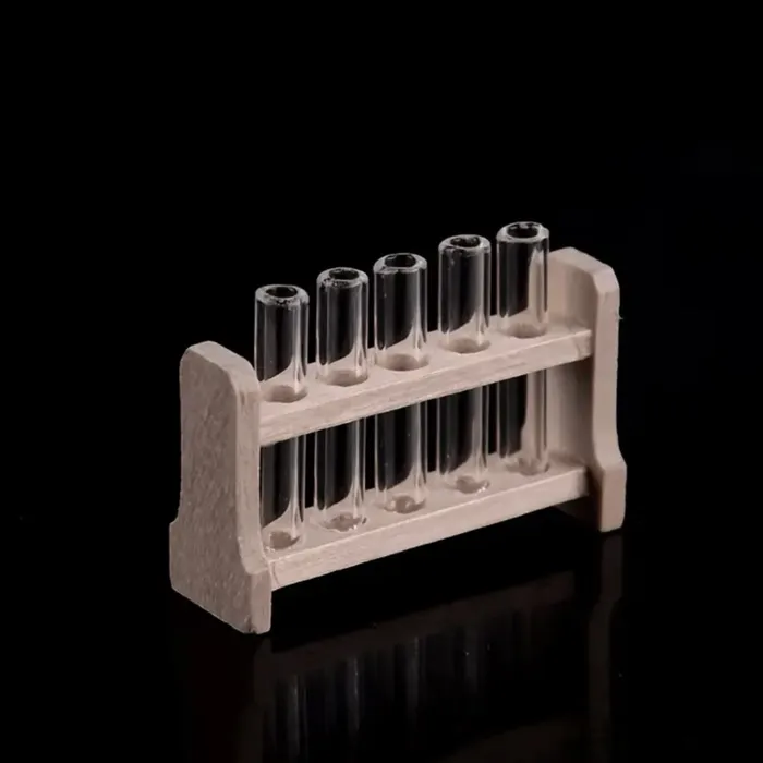 Earrings Portraits by NC 112 Dollhouse Mini Glass Test Tube in a Wooden Stand