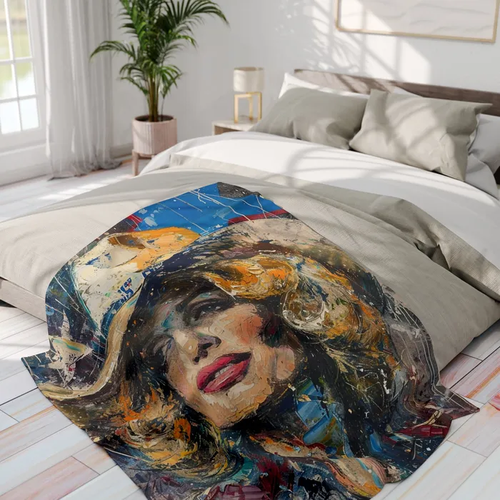 Earrings Portraits by NC Arctic Fleece Blanket Country Queen Western Style Blanket