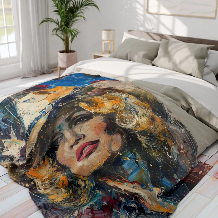 Earrings Portraits by NC Arctic Fleece Blanket Country Queen Western Style Blanket