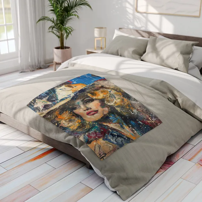 Earrings Portraits by NC Arctic Fleece Blanket Country Queen Western Style Blanket