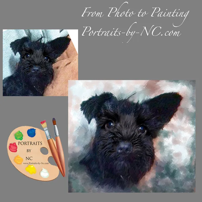 Earrings Portraits by NC Schnauzer Puppy Dog Portrait