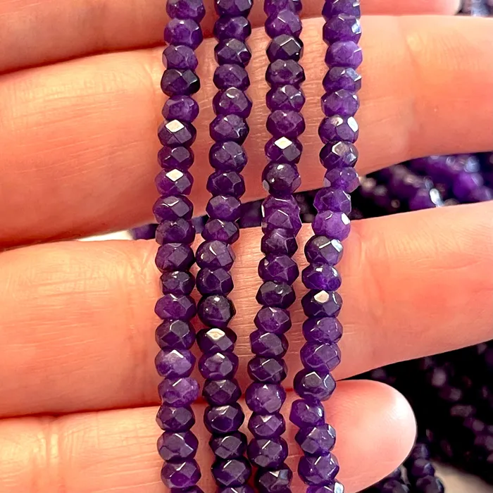 Earrings Purple Jade 4mm Faceted Rondelle Purple Jade BeadsGemstone BeadsNatural Gemstone Peppy Beads