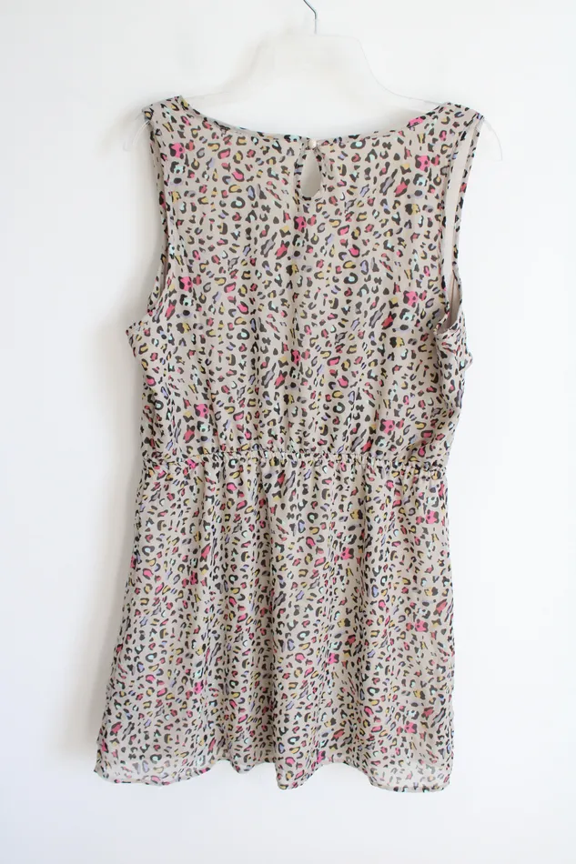 Earrings Rue 21 NEW Rue 21 Tan Multi Colored Leopard Print Chiffon Dress XL