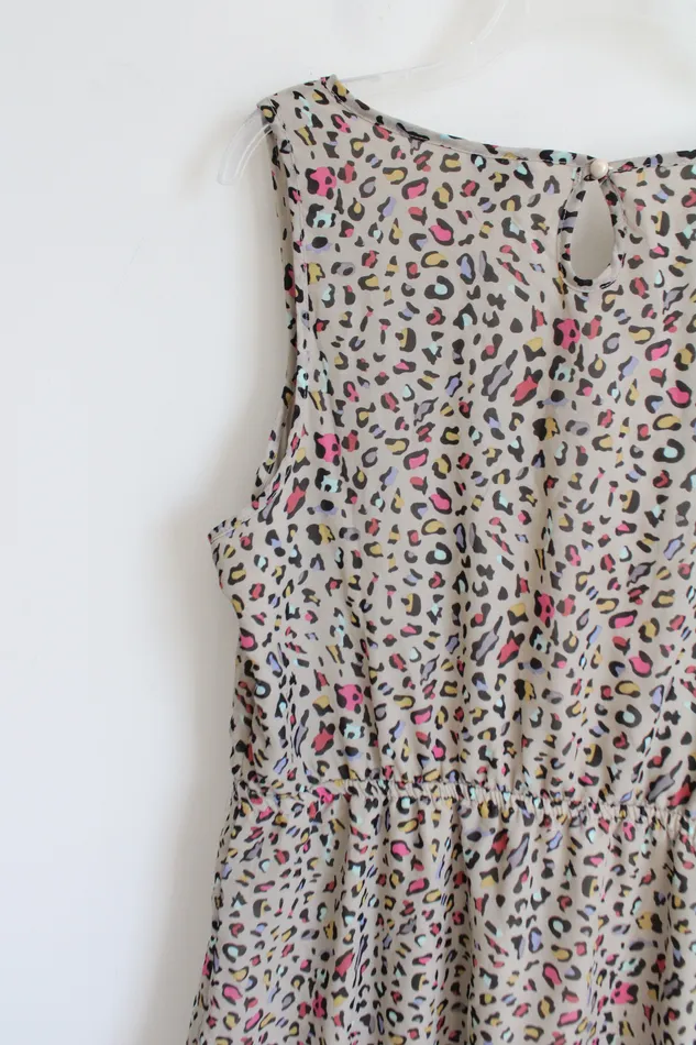 Earrings Rue 21 NEW Rue 21 Tan Multi Colored Leopard Print Chiffon Dress XL