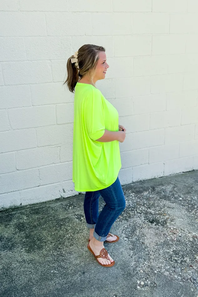 Earrings See Her Coming Oversized Top Neon Green Dear Scarlett