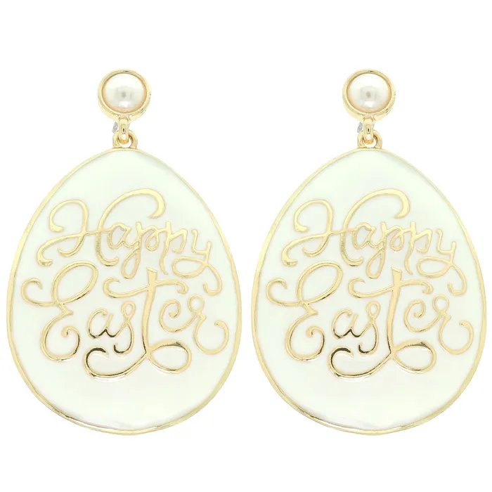Earrings Something Special LA HAPPY EASTER EGG POST DANGLE EARRINGS White