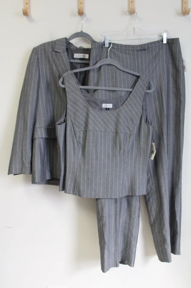 Earrings Tahari NEW Tahari Arthur S Levine Gray Suit Set 16