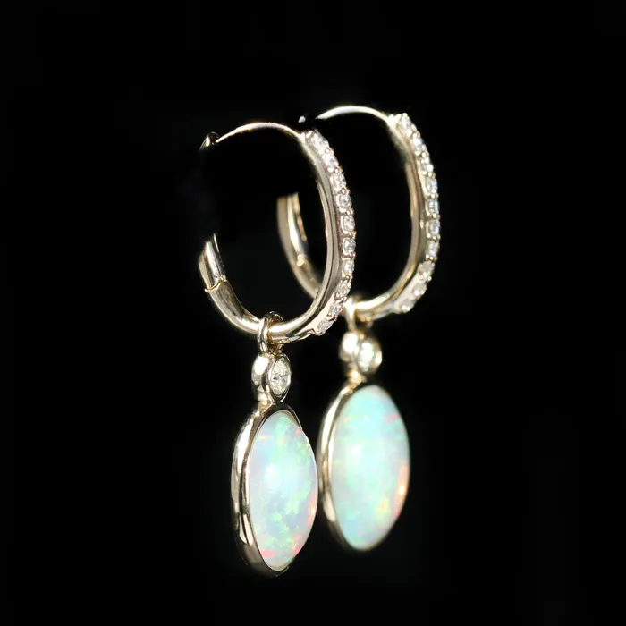 Earrings The Gem House 14K Yellow Gold 277 CTW Opal and Diamond Dangle Earrings