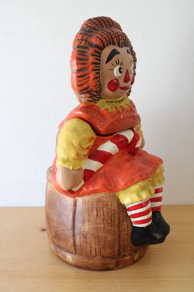 Earrings Vintage Raggedy Ann Hand Painted Cookie Jar Jubilee Thrift