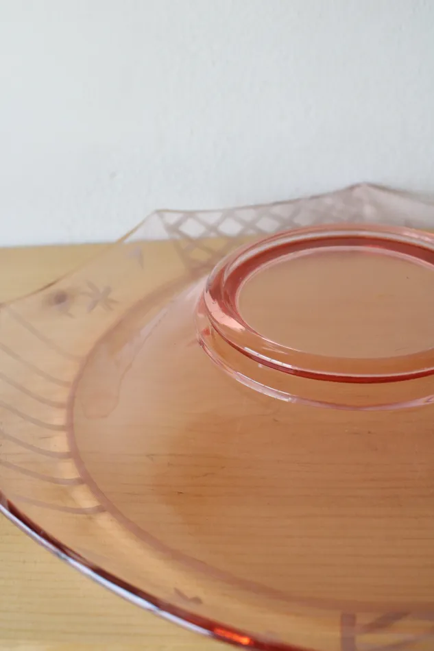 Earrings Vintage Rolled Edge Pink Glass Depression Dish Jubilee Thrift