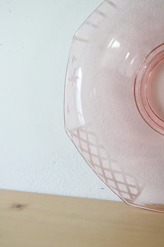 Earrings Vintage Rolled Edge Pink Glass Depression Dish Jubilee Thrift