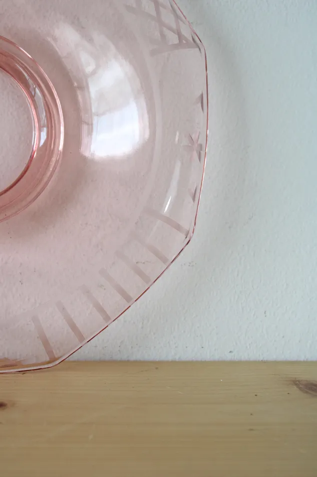 Earrings Vintage Rolled Edge Pink Glass Depression Dish Jubilee Thrift