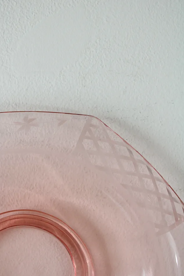 Earrings Vintage Rolled Edge Pink Glass Depression Dish Jubilee Thrift