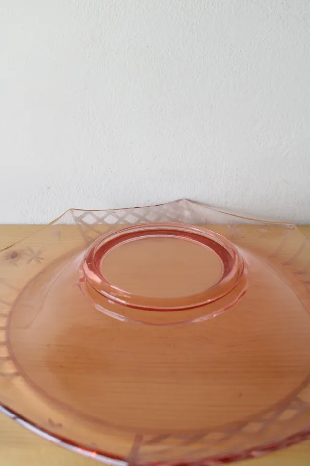 Earrings Vintage Rolled Edge Pink Glass Depression Dish Jubilee Thrift