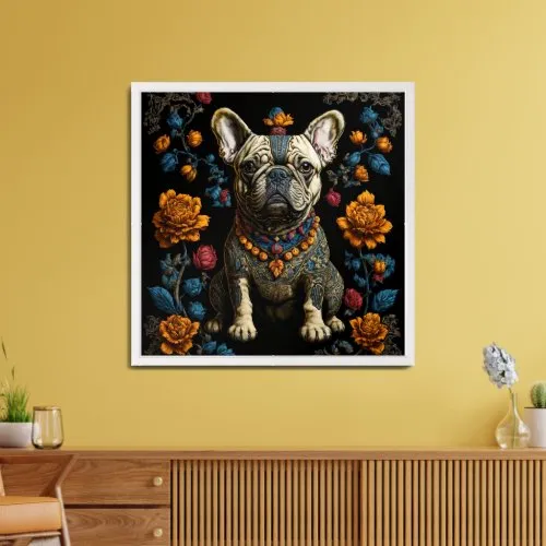 Earrings ZAZZLE Mexican Folk Art French Bulldog Poster Print