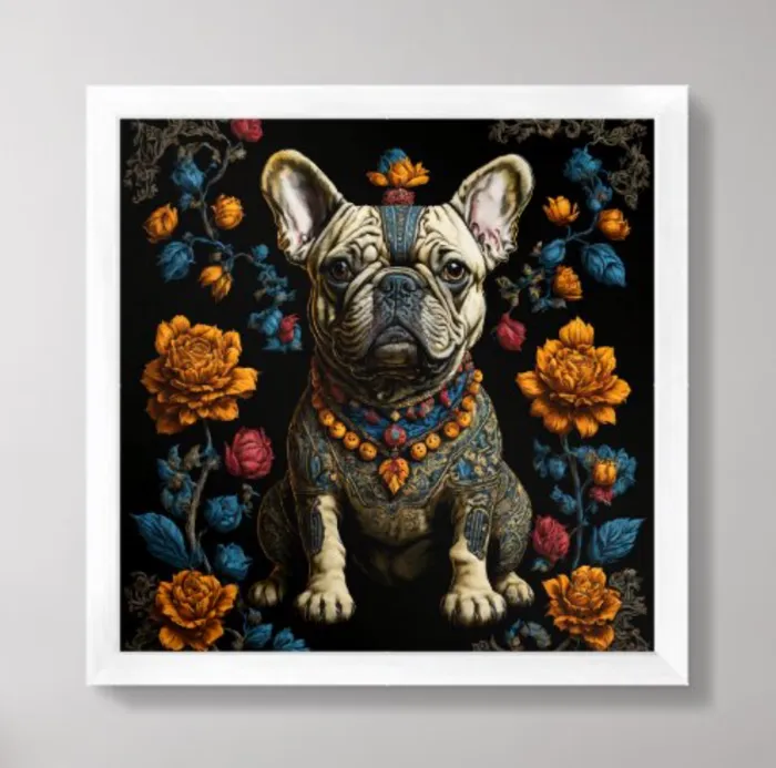 Earrings ZAZZLE Mexican Folk Art French Bulldog Poster Print