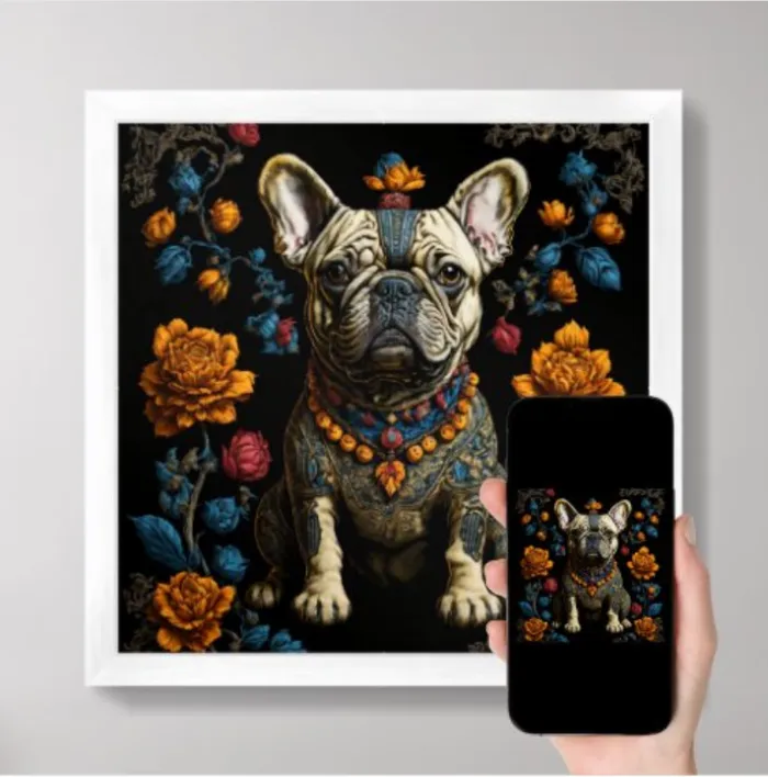 Earrings ZAZZLE Mexican Folk Art French Bulldog Poster Print