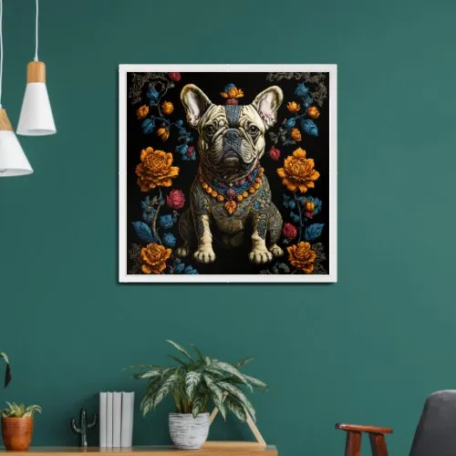 Earrings ZAZZLE Mexican Folk Art French Bulldog Poster Print