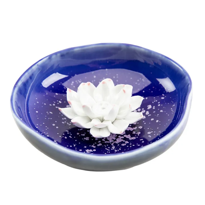 Eastern Elm Rings White Lotus Flower Incense Burner