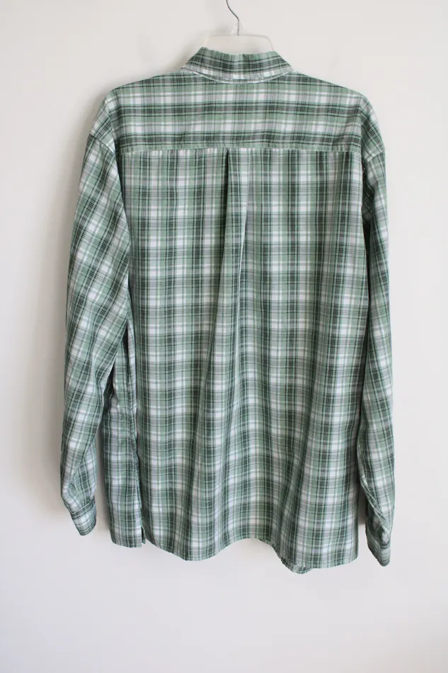 Eddie Bauer Long Sleeved Green Plaid Button Down Shirt XXL Eddie Bauer Earrings