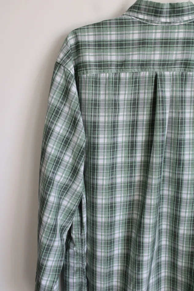 Eddie Bauer Long Sleeved Green Plaid Button Down Shirt XXL Eddie Bauer Earrings
