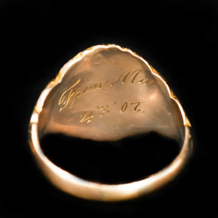 Edwardian 14K Yellow Gold Signet Ring Circa 1907 OTC Rings