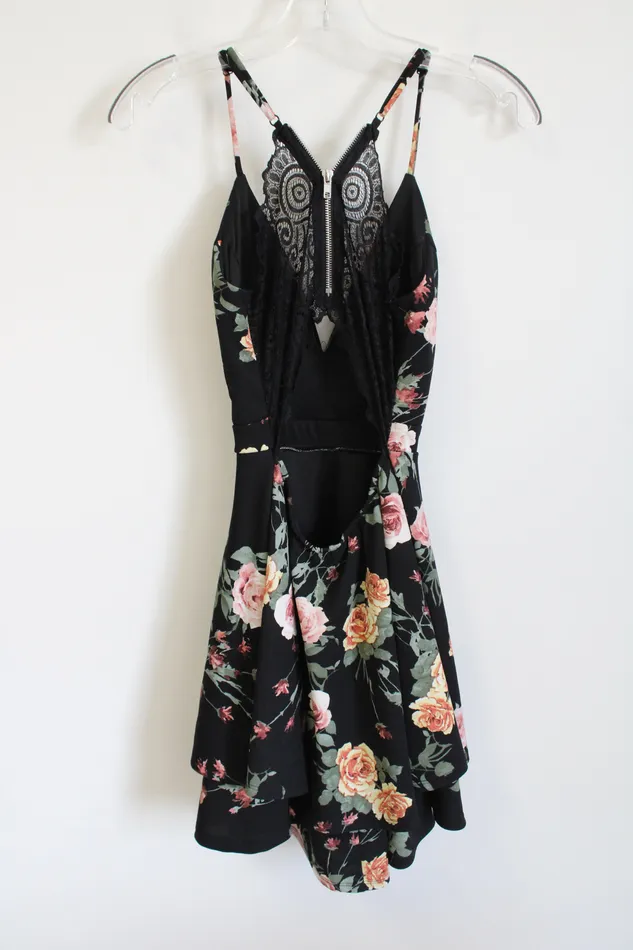 Emerald Sundae Rings Emerald Sundae Black Floral Dress S
