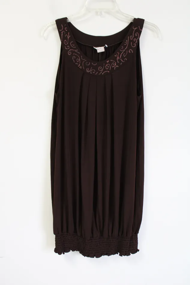 En Focus Earrings En Focus Brown Dress 14