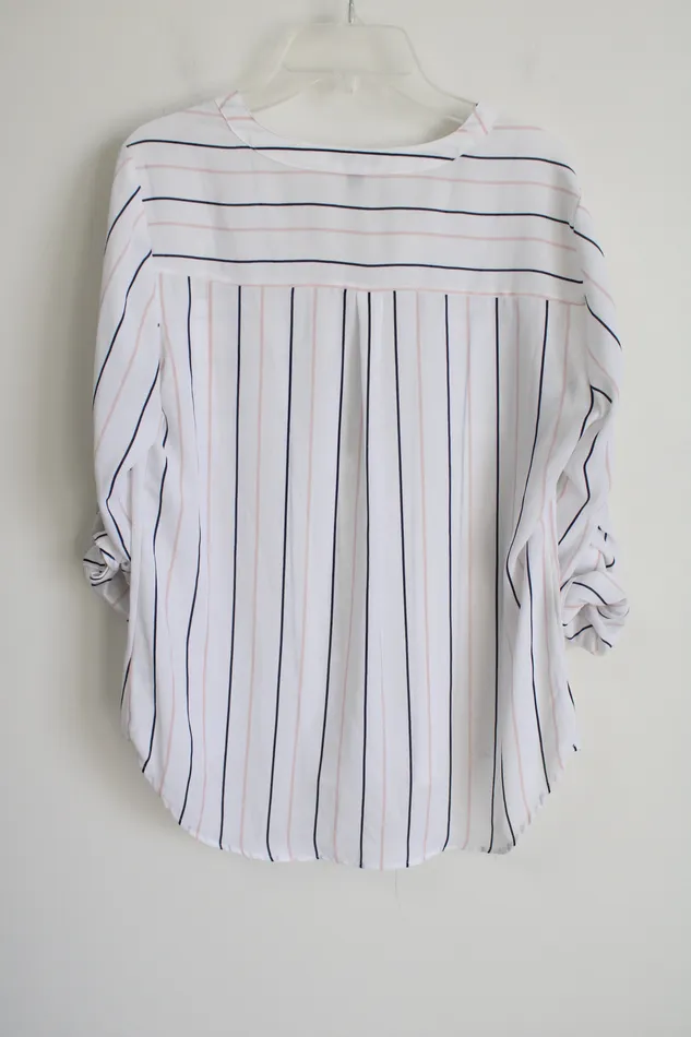 Express White Striped Quarter Zip Top S Petite Express Rings