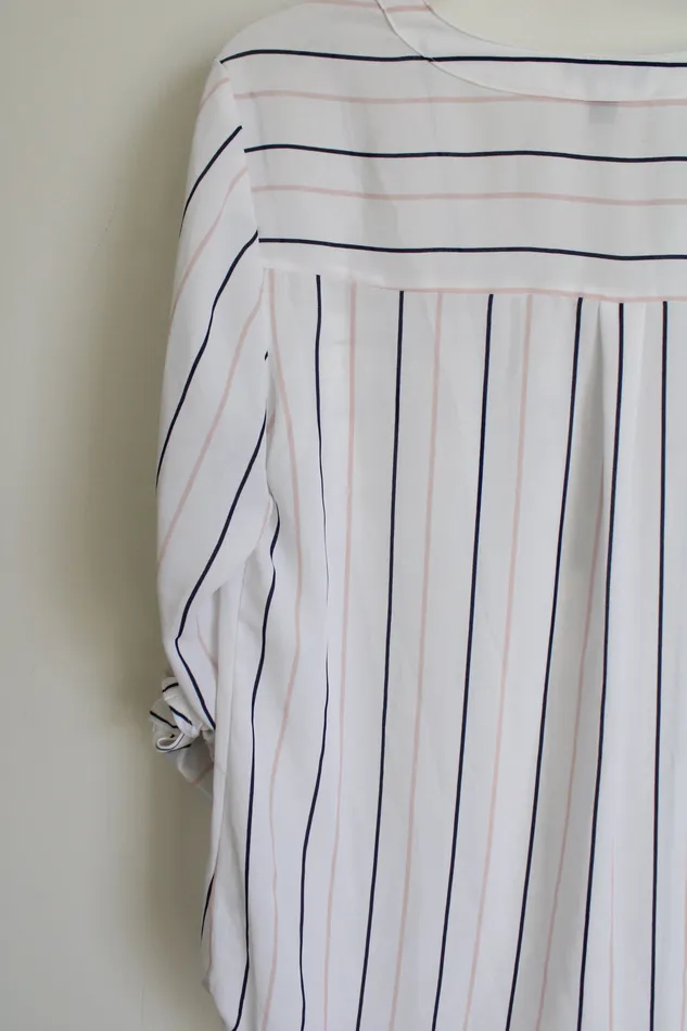 Express White Striped Quarter Zip Top S Petite Express Rings