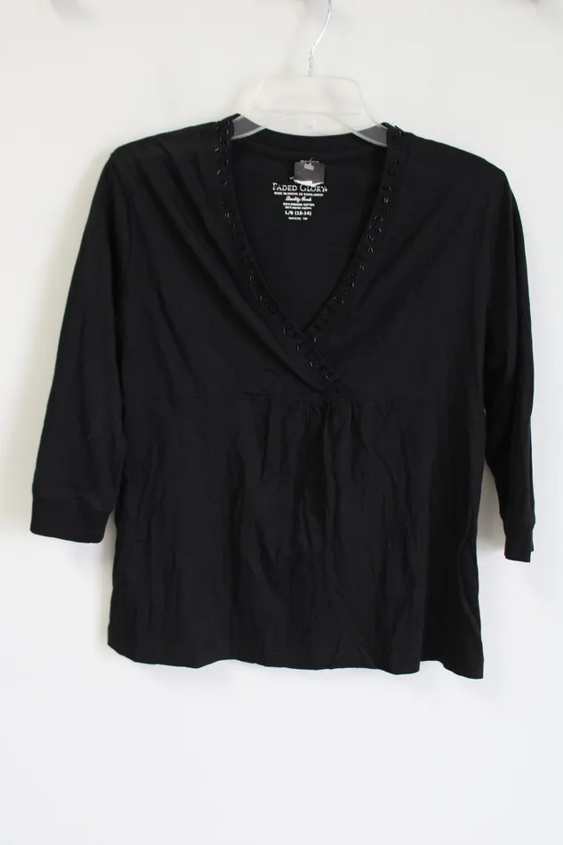 Faded Glory Rings NEW Faded Glory Black Beaded Long Sleeved Shirt
