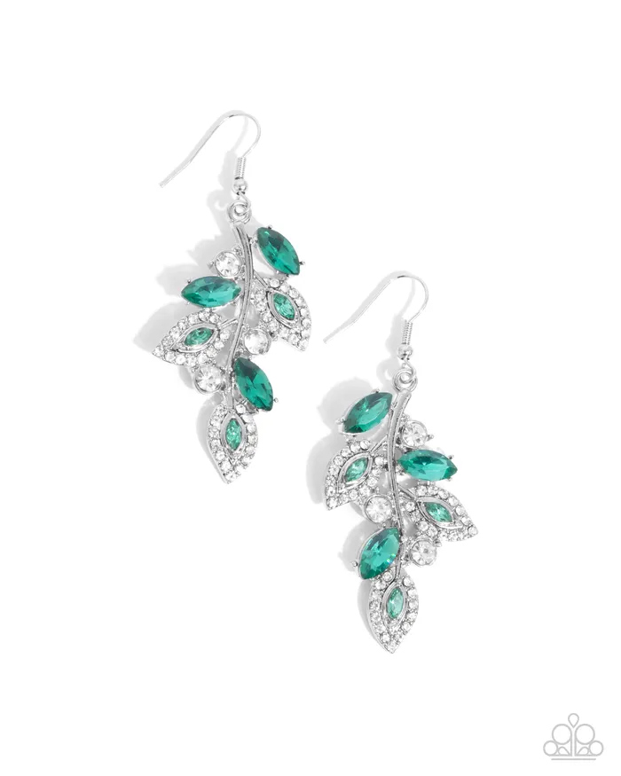 Flourishing Feature Green Paparazzi Accessories Earrings
