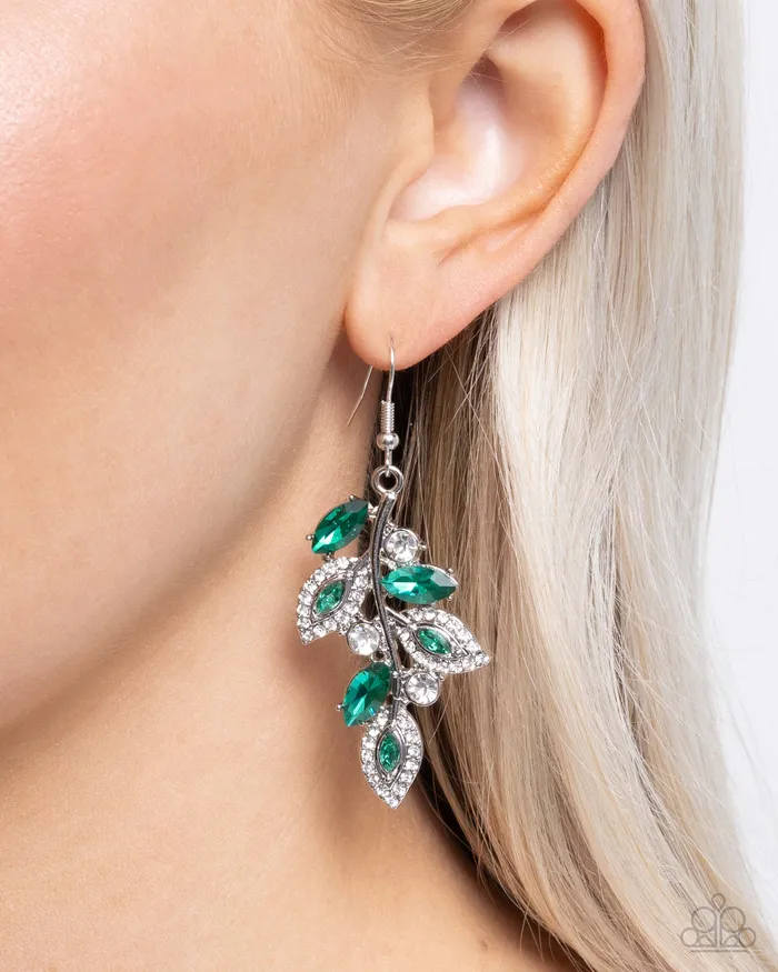 Flourishing Feature Green Paparazzi Accessories Earrings