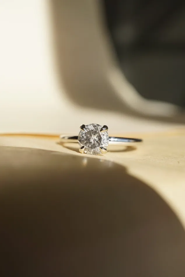 Foe Dear Rings Only One Ring 120ct Round Brilliant Salt and Pepper Diamond readytoship