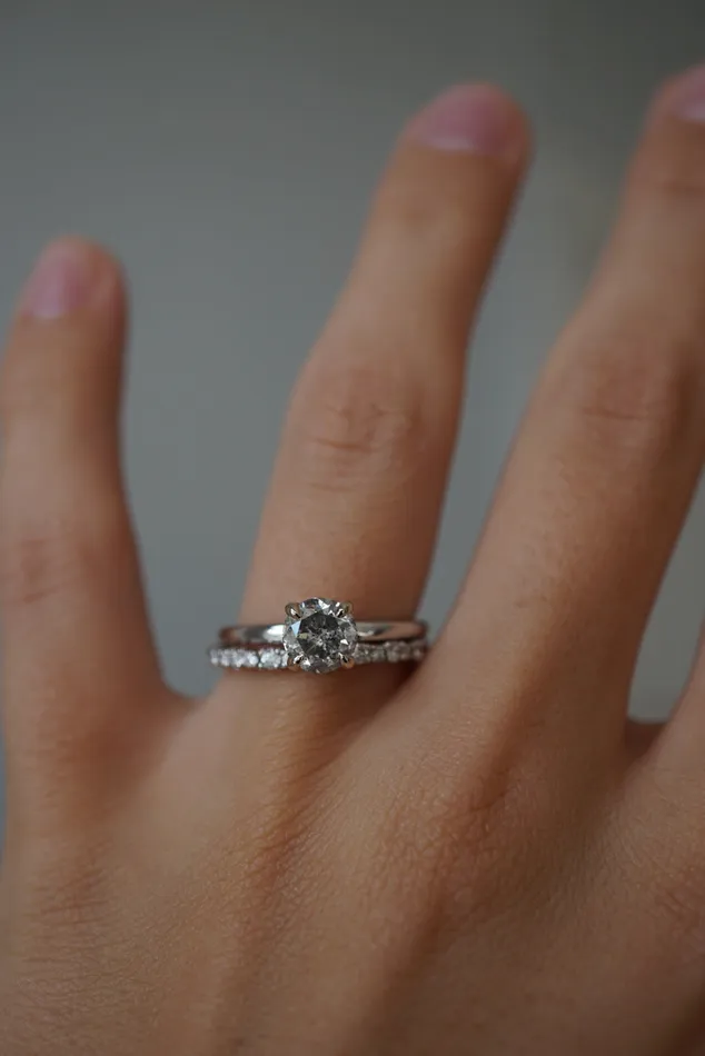 Foe Dear Rings Only One Ring 120ct Round Brilliant Salt and Pepper Diamond readytoship