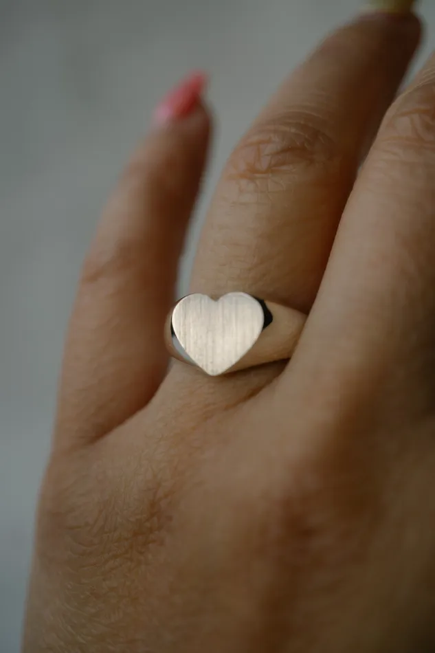 Foe Dear Rings Sterling Silver Heart Signet Ring SOLD