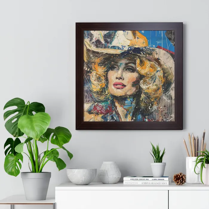 Framed Vertical Poster Country Queen Portraits by NC Earrings
