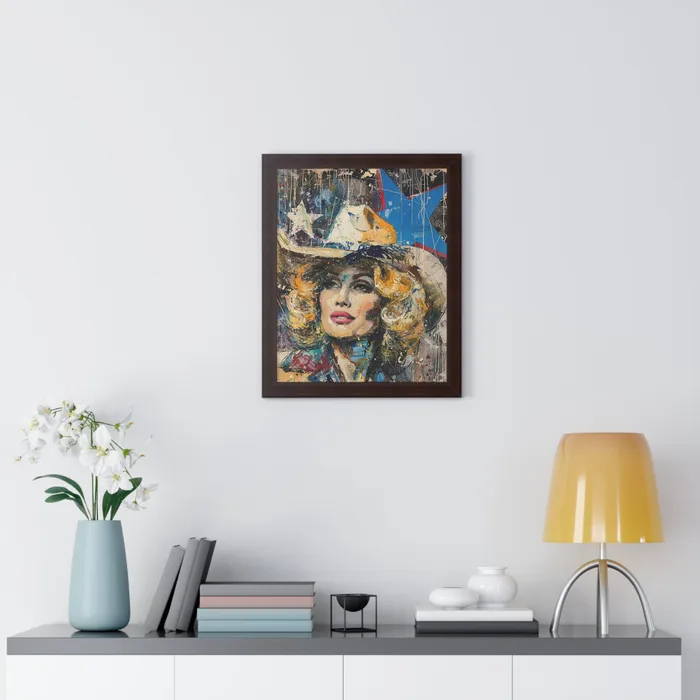 Framed Vertical Poster Country Queen Portraits by NC Earrings