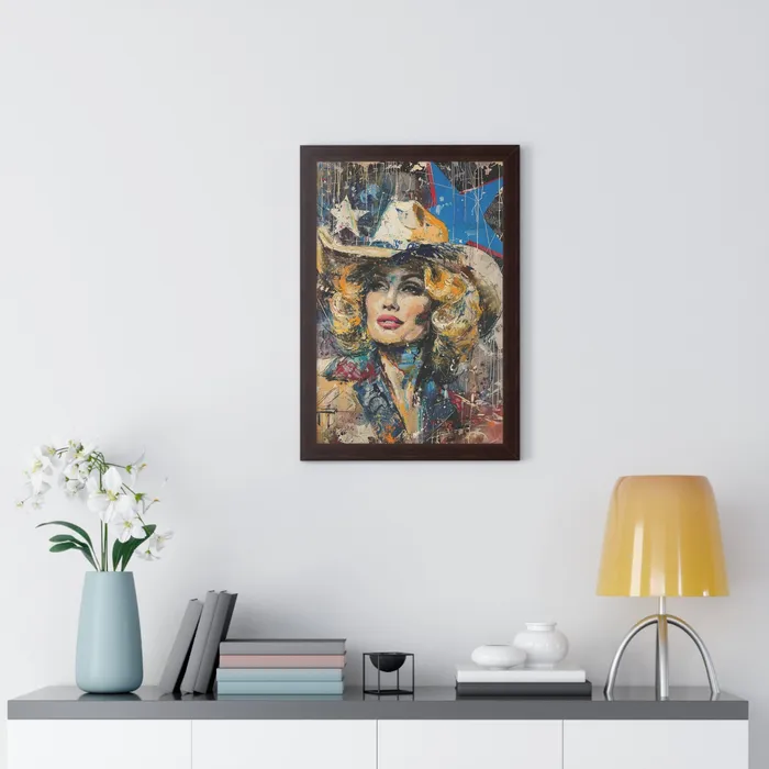 Framed Vertical Poster Country Queen Portraits by NC Earrings