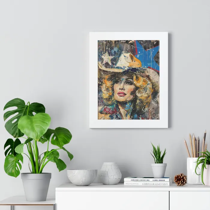 Framed Vertical Poster Country Queen Portraits by NC Earrings