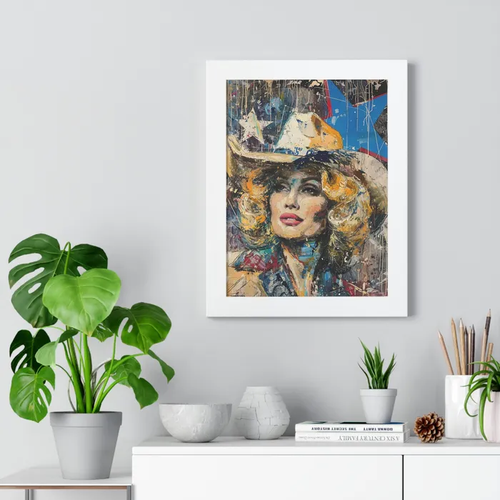 Framed Vertical Poster Country Queen Portraits by NC Earrings