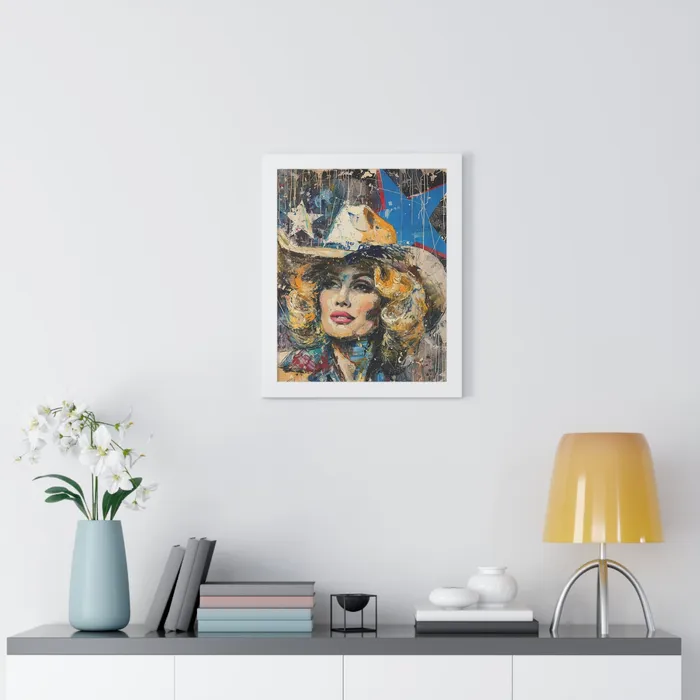 Framed Vertical Poster Country Queen Portraits by NC Earrings